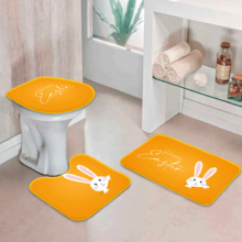 Jogo Tapetes Para Banheiro Happy Easter Fundo Laranja Único