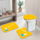 Jogo Tapetes Para Banheiro Happy Easter Laranja Único