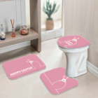 Jogo Tapetes Para Banheiro Happy Easter Rosê Único