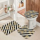 Jogo Tapetes Para Banheiro Listras Com Folhas Único