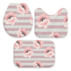 Jogo Tapetes Para Banheiro Listras Rosas Com Flores Único