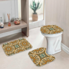 Jogo Tapetes Para Banheiro Mandala Amarelo Único