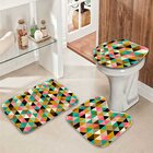 Jogo Tapetes Para Banheiro Multi Triângulos Coloridos Único