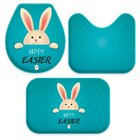 Jogo Tapetes Para Banheiro Páscoa Blue Happy Easter Único