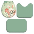 Jogo Tapetes Para Banheiro Páscoa Coelho Cute Único