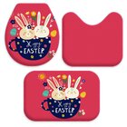 Jogo Tapetes Para Banheiro Páscoa Happy Único