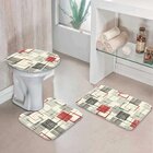 Jogo Tapetes Para Banheiro Quadrados Geométricos Único