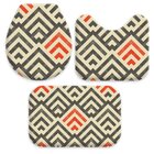 Jogo Tapetes Para Banheiro Setas Cinza E Vermelho Único