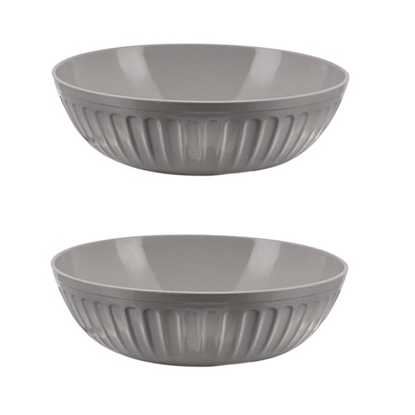 Jogo Tigela Melamina Plisse Cinza 22cm 2 Peças - Yazi