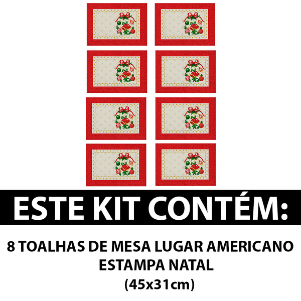 Jogo Toalha De Mesa Lugar Americano 8 Peças Algodão Estampa N