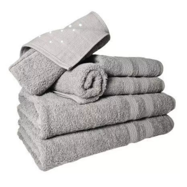 Jogo Toalhas 2 Banhos 2 Rostos 2 Pisos Grande Grossa Cinza