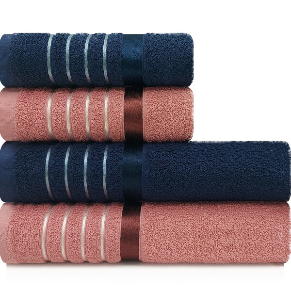 Jogo Toalhas 4 Peças - Banho E Rosto Algodão Fio Open End Ott