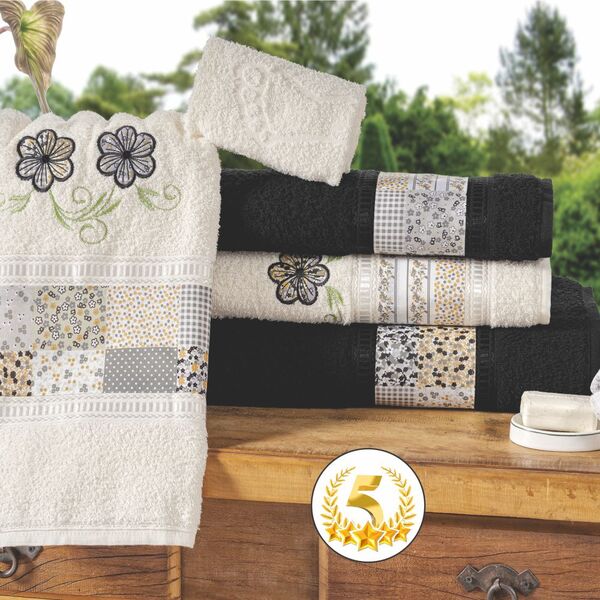 Jogo Toalhas Banho 5 Peças Amore - Preto - 100% Algodão