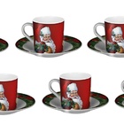 Jogo Xícara De Café Com Pires Decorada Feliz Natal Melamina 6