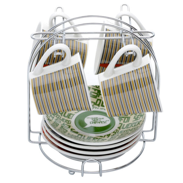 Jogo Xícara De Café Porcelana Chaves 9 Peças 60 Ml - Urban -