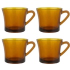 Jogo Xicaras Cha Cafe Vidro Ambar Vidro 4pcs