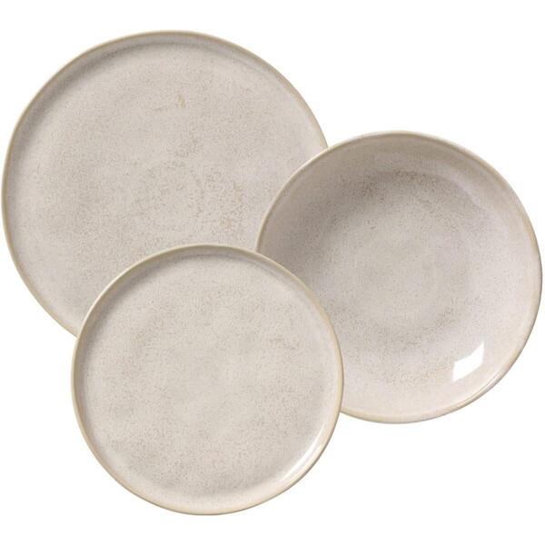 Jogos Pratos 18 Peças Cerâmica Stoneware Bio Latte Rasos Fund