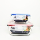 Ki 2 Potes Herméticos Vidro Quadrado Tampa Com Trava 310ml E