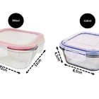 Ki 2 Potes Herméticos Vidro Quadrado Tampa Com Trava 310ml E