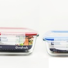 Ki 2 Potes Herméticos Vidro Quadrado Tampa Com Trava 310ml E