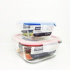 Ki 2 Potes Herméticos Vidro Quadrado Tampa Com Trava 310ml E