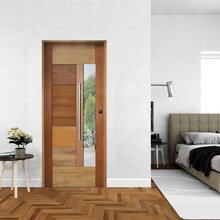 Ki Porta De Madeira Bbb Com Visor 210x92cm Batente 14cm Fecha