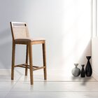 Kit4 Banquetas Madeira Maciça Rattan Bey