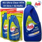 Kit 01 Hth Ultra Clear Solução Água Verde 1l + 02 Refil 900ml