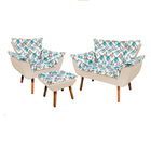 Kit 01 Namoradeira 01 Poltrona E 01 Puff Opala Suede Bege Com