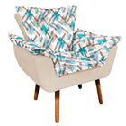 Kit 01 Namoradeira 01 Poltrona E 01 Puff Opala Suede Bege Com