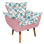 Kit 01 Namoradeira 01 Poltrona E 01 Puff Opala Suede Rose Com