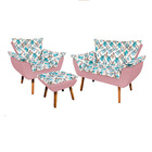 Kit 01 Namoradeira 01 Poltrona E 01 Puff Opala Suede Rose Com