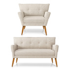 Kit 01 Namoradeira 02 Lugares E 01 Poltrona Anitta Linho Arei