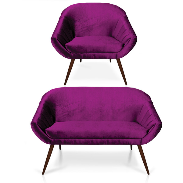 Kit 01 Namoradeira 02 Lugares E 01 Poltrona Giovana Acetinado