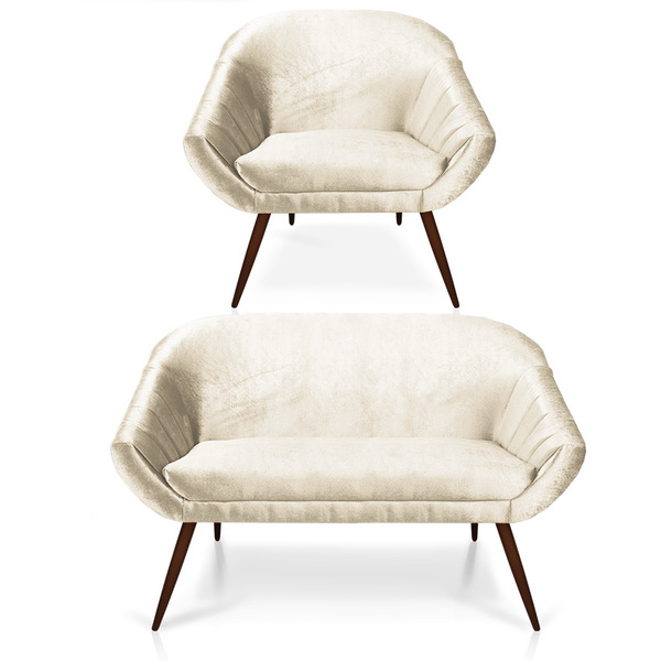 Kit 01 Namoradeira 02 Lugares E 01 Poltrona Giovana Acetinado