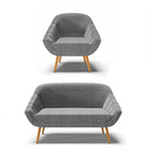 Kit 01 Namoradeira 02 Lugares E 01 Poltrona Giovana Linho Gra