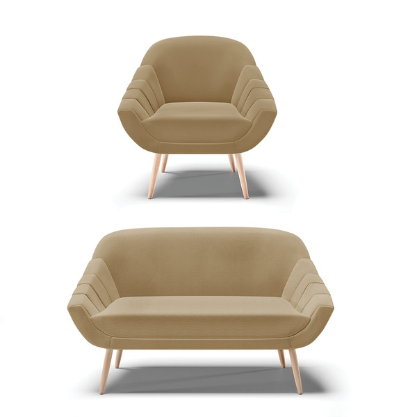 Kit 01 Namoradeira 02 Lugares E 01 Poltrona Giovana Linho Pal