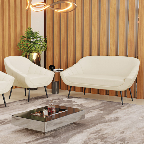 Kit 01 Namoradeira 02 Lugares E 01 Poltrona Giovana Linho Pés