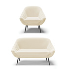 Kit 01 Namoradeira 02 Lugares E 01 Poltrona Giovana Linho Pés