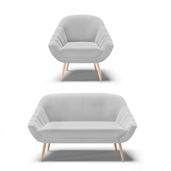 Kit 01 Namoradeira 02 Lugares E 01 Poltrona Giovana Linho Pés