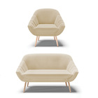 Kit 01 Namoradeira 02 Lugares E 01 Poltrona Giovana Linho Pés