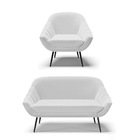 Kit 01 Namoradeira 02 Lugares E 01 Poltrona Giovana Linho Pés