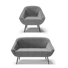 Kit 01 Namoradeira 02 Lugares E 01 Poltrona Giovana Linho Pés