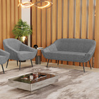 Kit 01 Namoradeira 02 Lugares E 01 Poltrona Giovana Linho Pés