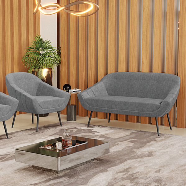 Kit 01 Namoradeira 02 Lugares E 01 Poltrona Giovana Linho Pés