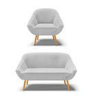 Kit 01 Namoradeira 02 Lugares E 01 Poltrona Giovana Linho Pés