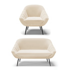 Kit 01 Namoradeira 02 Lugares E 01 Poltrona Giovana Suede Beg