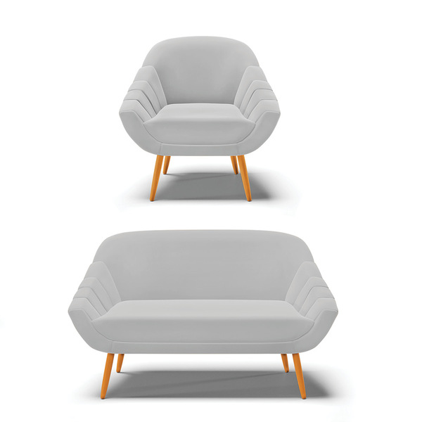 Kit 01 Namoradeira 02 Lugares E 01 Poltrona Giovana Suede Cin