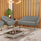 Kit 01 Namoradeira 02 Lugares E 01 Poltrona Giovana Suede Gra