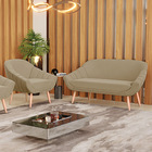 Kit 01 Namoradeira 02 Lugares E 01 Poltrona Giovana Suede Mar